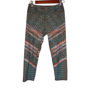 Prana Womens Brown Blue Gray Geometric Athletic Capri Pants Size S